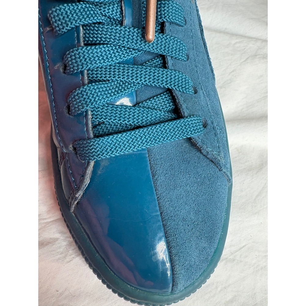 Puma Suede Basket Teal Blue Patent Leather Lace Up Sneakers Shoes Womens 7.5 - Picture 6 of 6